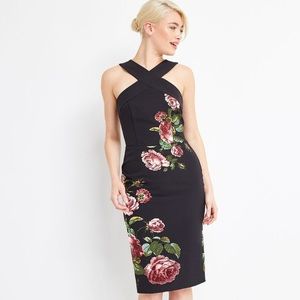 Oasis Museum Of Royal Worcester Floral Black dress